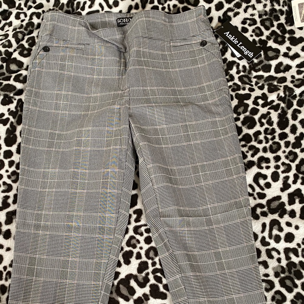 Gray/White lined dressy pants